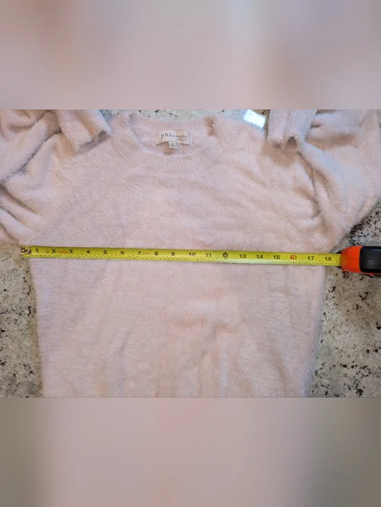 Philosophy Blush Pink Eyelash Sweater Medium Soft Fuzzy Cozy Knit - Picture 5 of 8